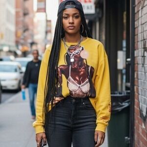 Black Girl Magic Wearable Art Streetwear Lightweight Yellow Artist Sweatshirt